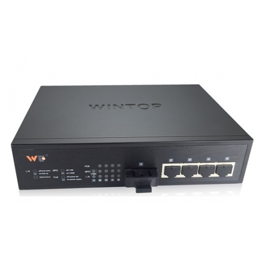 Switch WINTOP YT-DS105-1F4T-AT 4-port 10/100Base-T(X)+1-port 100Base-F(X) PoE 