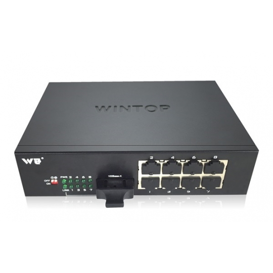 Switch WINTOP YT-DS109-1GF8T-AT 8-port 10/100Base-T(X)+1-port 1000Base-F(X) PoE 