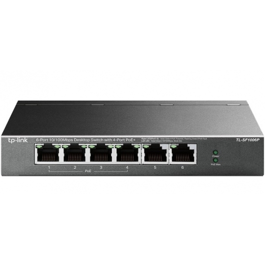 6-port 10/100Mbps with 4-port PoE+ Switch TP-LINK TL-SF1006P
