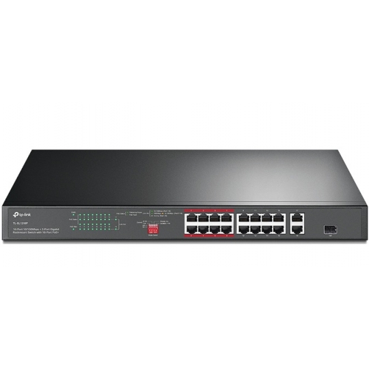 16-Port PoE+ 10/100Mbps + 2-Port Gigabit Switch TP-LINK TL-SL1218P