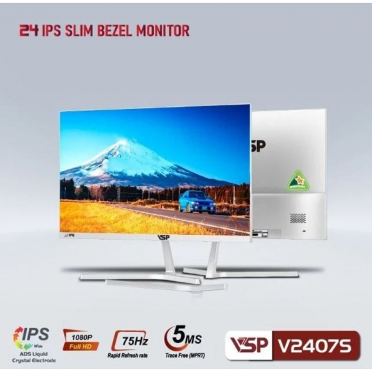 Màn Hình Phẳng VSP 24" V2407S FHD/IPS/75Hz/5Ms Màu Trắng